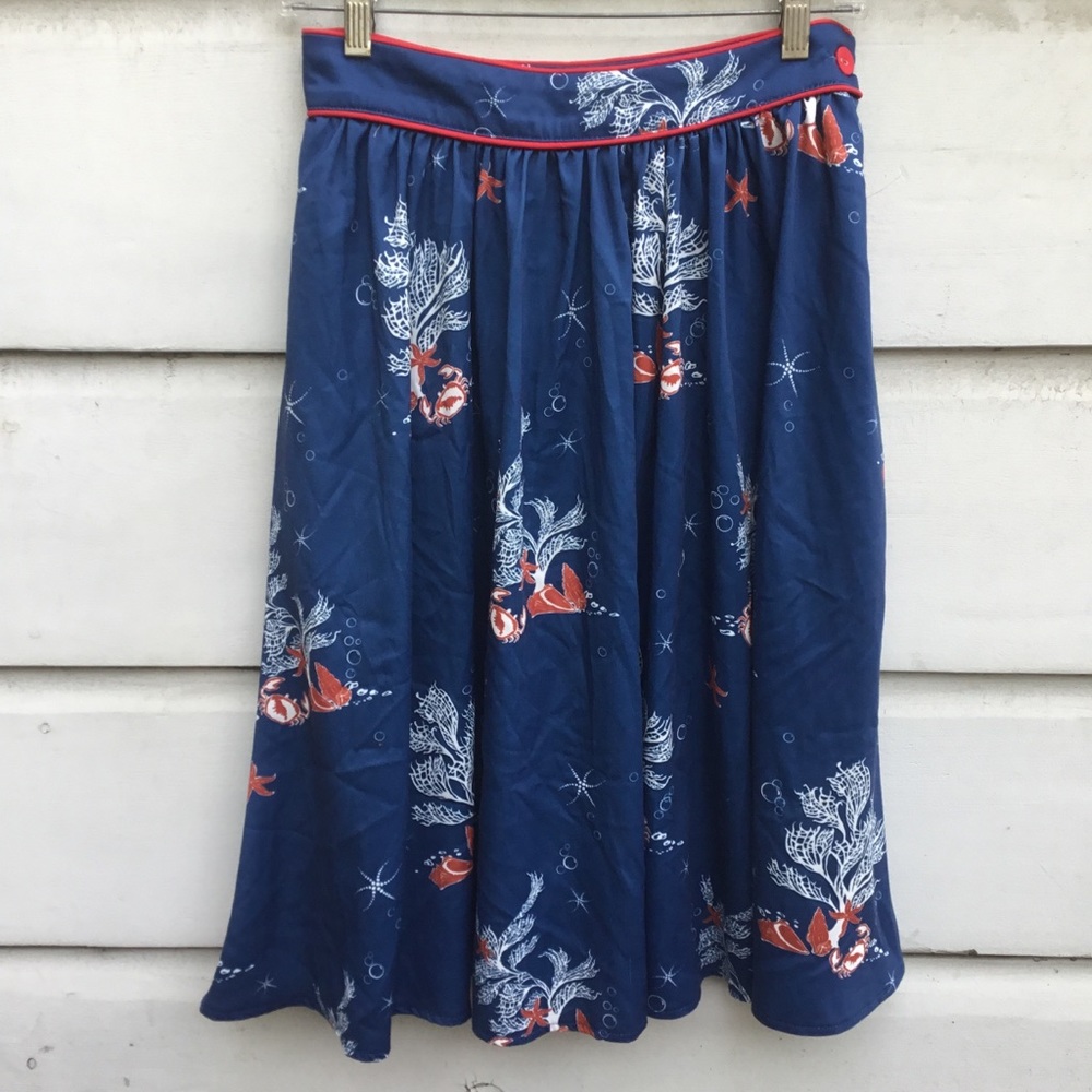 New Voodoo Vixen retro style skirt underwater scene S 4 crabs coral starfish